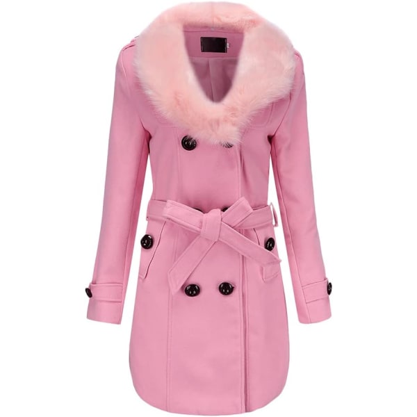 Lyserød størrelse L ulden frakke kvinders mellemlange pink L