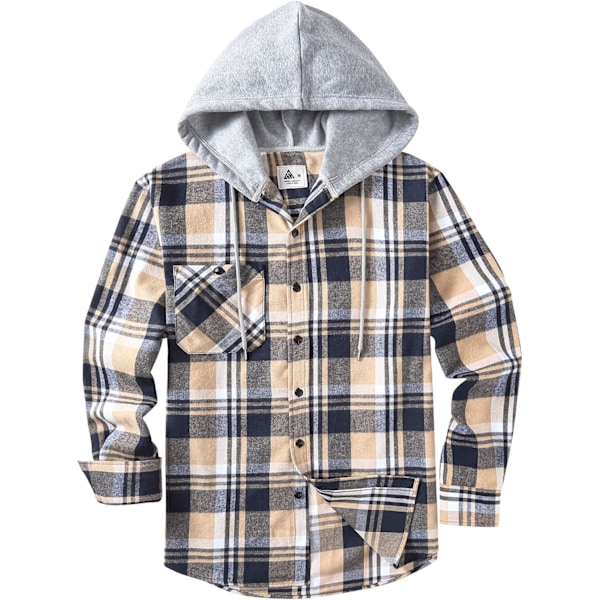 Herreskjorte med tern - Langærmet skjorte med lomme - Knappet ned - Ternet skjortejakke i flanel - Regular fit - 4 sæsoner - Træfældningsskjorter M-3XL Blue Beige 3XL