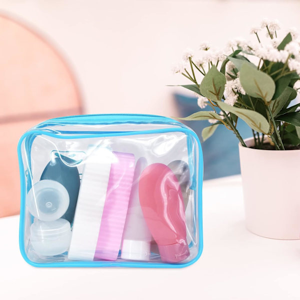 Klar Rejsetoilettaske TSA Godkendt Kvart Størrelse Rejsetaske Klar Lufthavnshåndbagage Flydende Kosmetikpung Klar Brusepose Transparent Sikkerhed blue