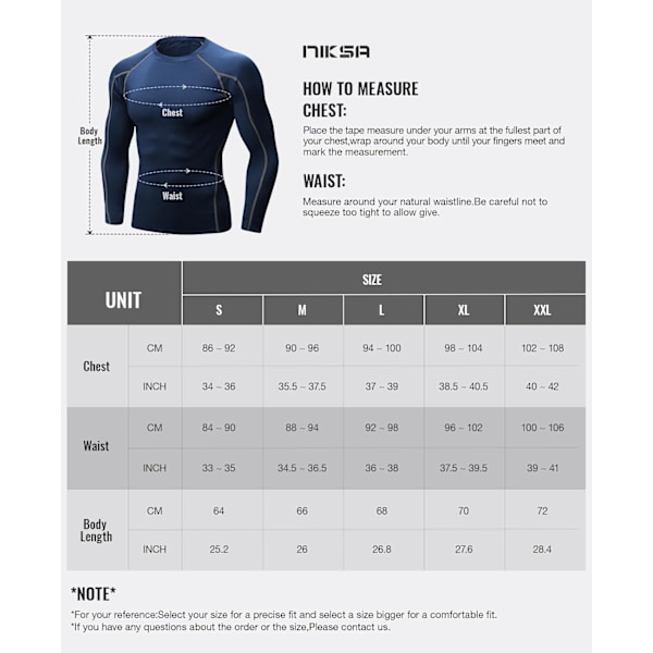 Pakke af Langærmede Løbetoppe til Mænd, Base Layer Kompressions Top T-Shirts, Hurtigtørrende Fugttransporterende Gym Atletisk Træning Workout Tee Shirts L Black+blue