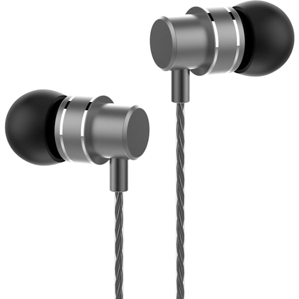 Svart metall In-Ear Stereo-øretelefoner med ledning og mikrofon for ZTE Blade X Max, Grand X Max 2 X3 X4, Duo LTE