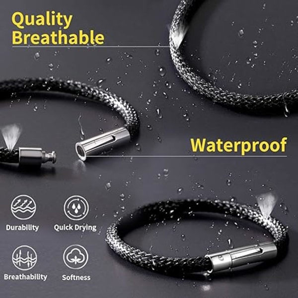 Herr armband i flätat läder, 5 mm armband med spänne i rostfritt stål, 21 cm