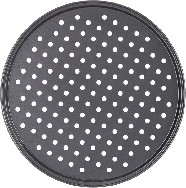 Sæt med 2 pizzabakker, runde perforerede nonstick
