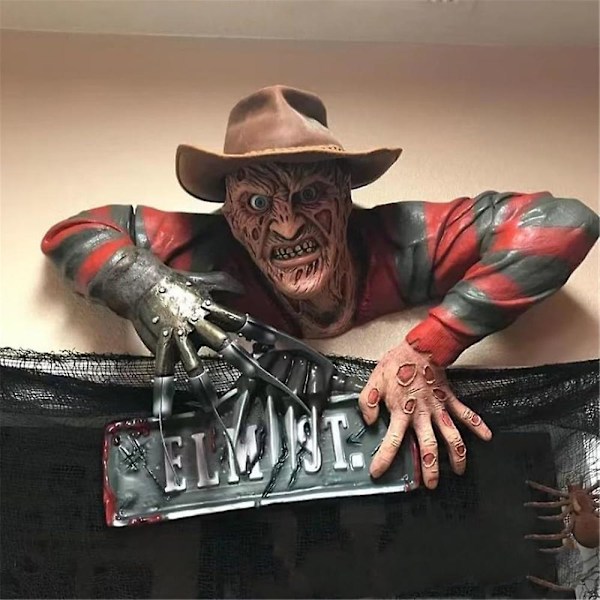 Halloween Freddy Statue Ornament Nightmare Krueger Tomb Walker Udendørs Hjem Have Gård Dekoration Karneval Horror Fest Rekv. With Hat