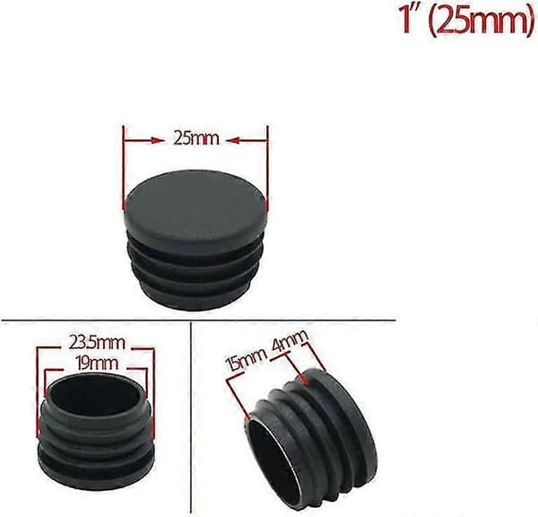 Rund Plastikprop, 20 stk. Sort Rørprop Stol Glider Rund Endeprop Møbel Stol/ben Rør Dæksel Indsats (25mm) fo