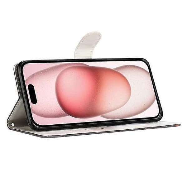 Kompatibelt Skal för iPhone 16 PU Läder 3D Mönstertryck Telefonplånboksfodral