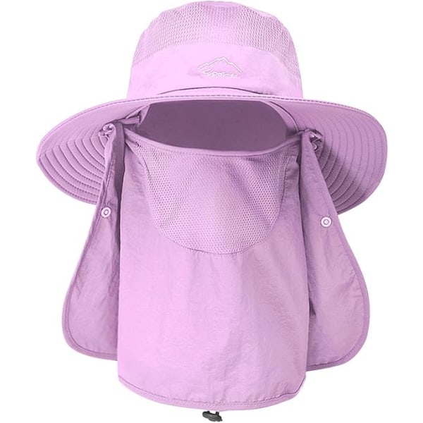 Dam utomhushatt Camping Fiske Cykling Solskydd Mössa med avtagbar flik Nackskydd Anti-UV Lila Purple