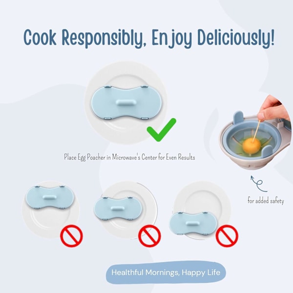 Mikrovågsugnsäggpocherare 2 BPA-fria diskmaskinssäkra pochäggmaskin, Non Stick Ägg Mikrovågsugnskokare, 1 Min Snabb Poch Ägg Coddlers för Mikrovågsugn Kokt