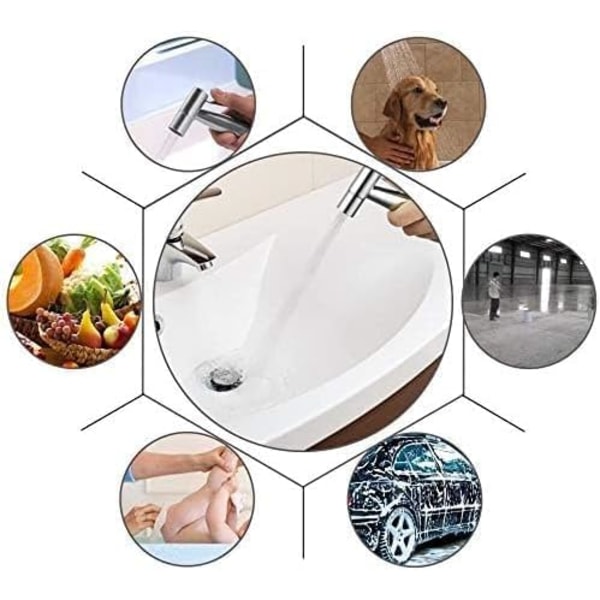 Håndholdt bidet-sprøjte, rustfrit stål børstet nikkel spray kit, badeværelse stofble rengøringsmiddel, bærbart rustfrit brusehoved Handheld spray gun + metal tube