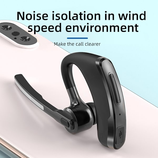 Bluetooth Mono Headset (Enkelt Sidet) - Tilsluttes din PC, Mac, Tablet og/eller Telefon - Støjreducerende, Sort