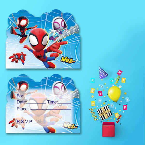 50 st Spidey och hans fantastiska vänner Födelsedagsfest Inbjudningskort, Spidey och hans fantastiska vänner Festartiklar för barn