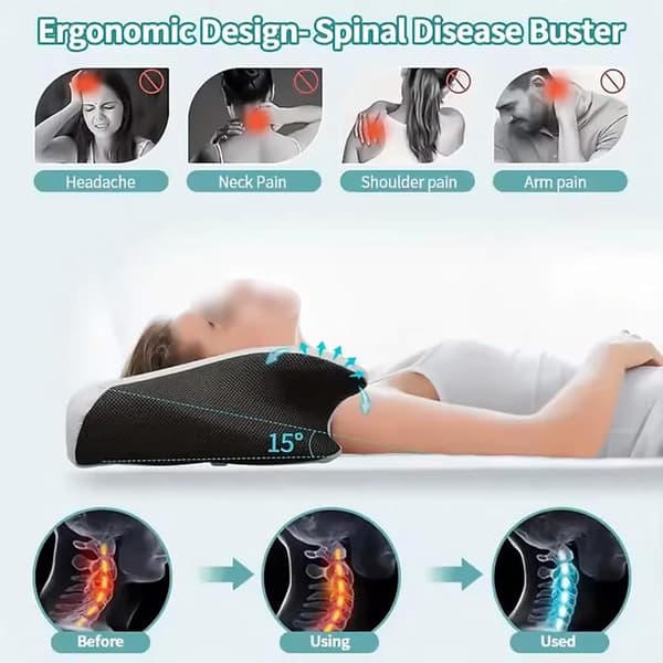 Viskoelastisk nackkudde, ergonomisk 2-i-1 ortopedisk kudde för nacksmärtlindring, konturerad stödkudde, 1 st Ljusvit (Rabatt) White Pillow