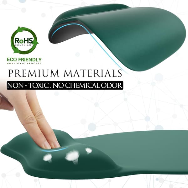 Ergonomisk musematte med håndleddstøtte i minneskum, komfortabel musematte for bærbar PC, smertelindrende håndleddstøtte Pure Green