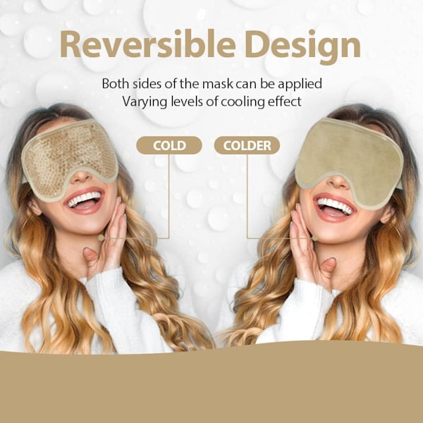 Kjølende gelmaske for hovne øyne, gjenbrukbar varm og kald terapi for migrene, hodepine, mørke ringer, tørre/hovne øyne, bihulesmerter, lyseblå Champagne Gold