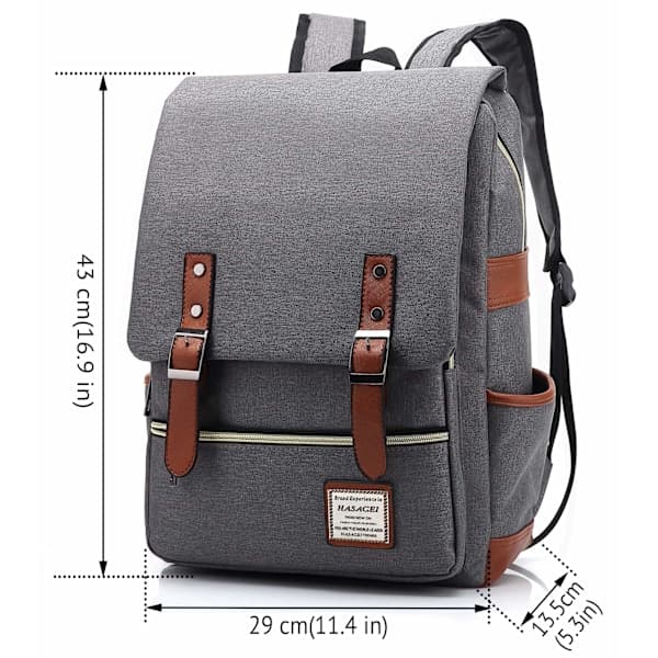 Unisex Canvas Rygsæk Laptop Rygsæk Skoletaske Tilbage til Skole grå grey