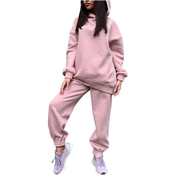 Rosa 2-delad träningsoverall hoodie /XL pink XL