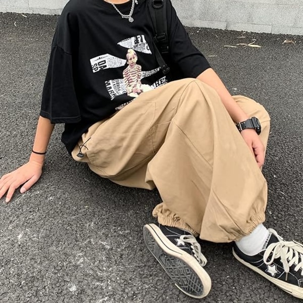 Khaki overalls Gothic Harajuku slacks /S khaki S