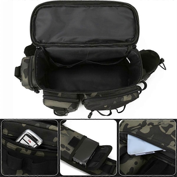 Fiskeväska med ryggsäck, betesbox, utrustningsförvaring, midjeväska, flugfiske ryggsäck med spöhållare, sling bag -C