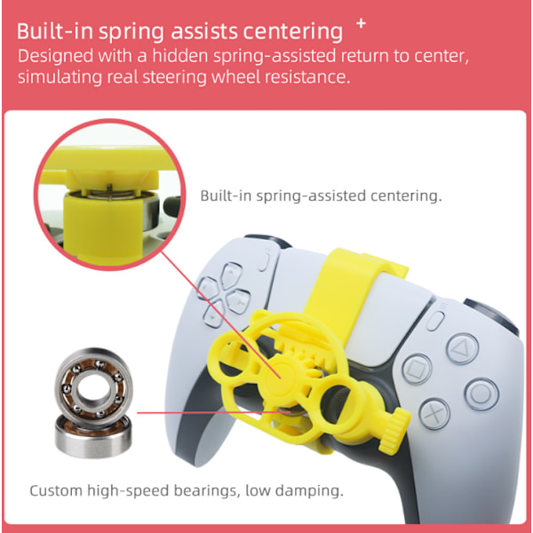 Peliohjauspyörä Mini Ohjauslisävaruste PS5-ohjaimelle, Simulaatioajon Simulaattori PS5 yellow