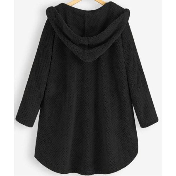 Sort XL plus size fleece-hettegenser for kvinner black XL