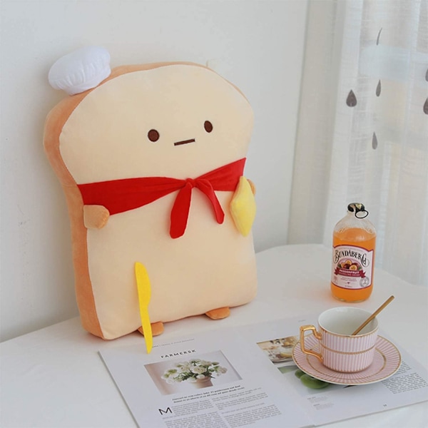 17.7 tum rolig Toastbröd Kudde, Söta Brödformad Plysch Kudde, Mjuk Toast Mat Soffa Kudde för Heminredning.