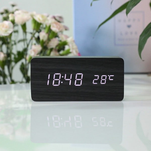 Vækkeur til soveværelse, ur, hjemmetermometer, LED