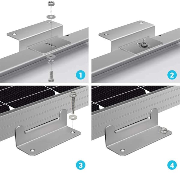 4 krombelagte skruer for montering av solcellepanel
