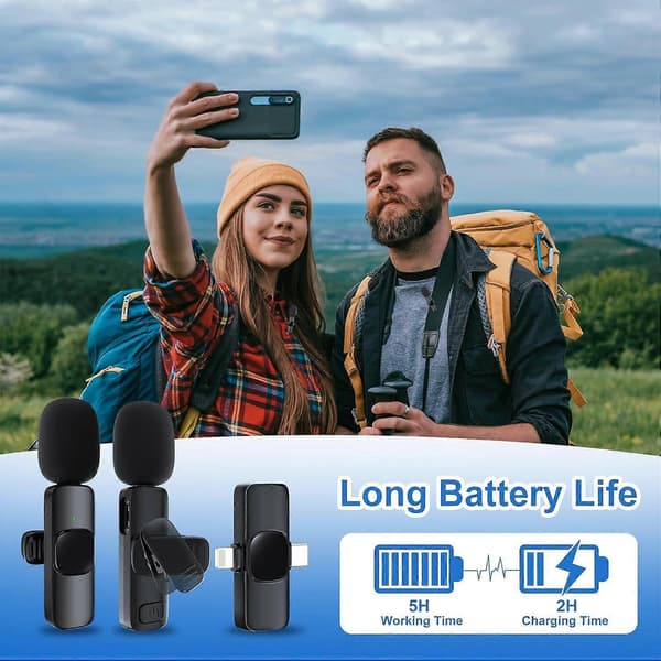 2-pakning trådløs Lavalier-mikrofon for iPhone/Android-telefon, USB C trådløs Lav