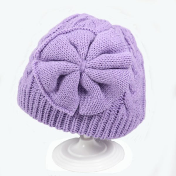 3 vinter varm børns twist sløjfe baby pige hat Sød sløjfe lilla 1-2 år gammel purple 1-2 years old