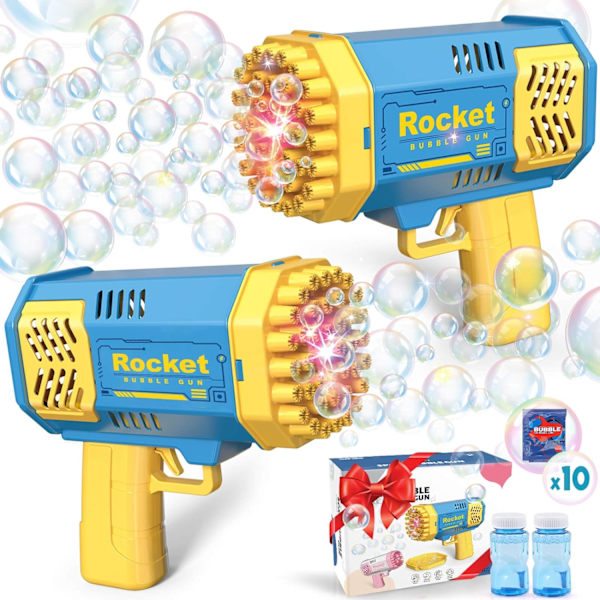 Leksaker för 3-8 år gamla pojkar och flickor: 2-pack bubbelmaskin för barn med bubbellösning