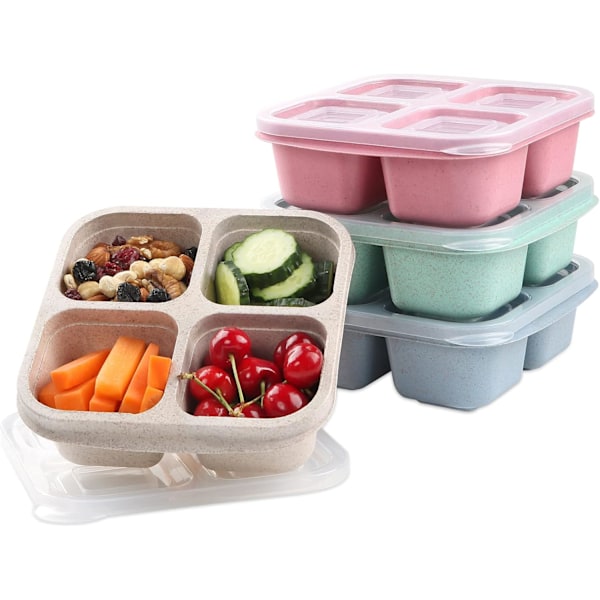 Pack Snack Containers, 4 fack, Bento Snack Box, Återanvändbara matlådor för barn