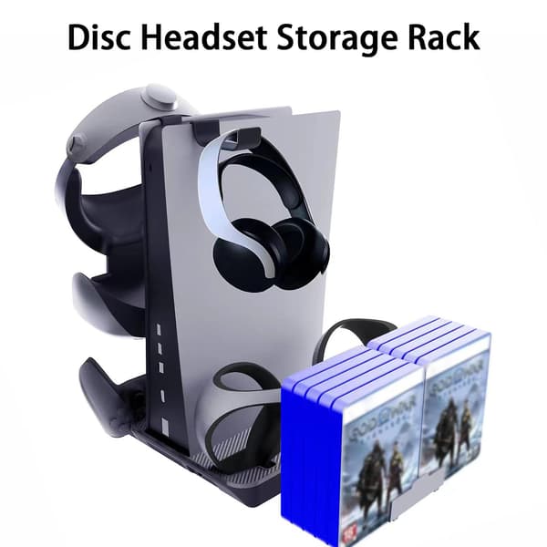 Multifunktionel kølebase med diskopbevaringsstativ, headsetholder, alsidig køledock til PS VR2 /PS5