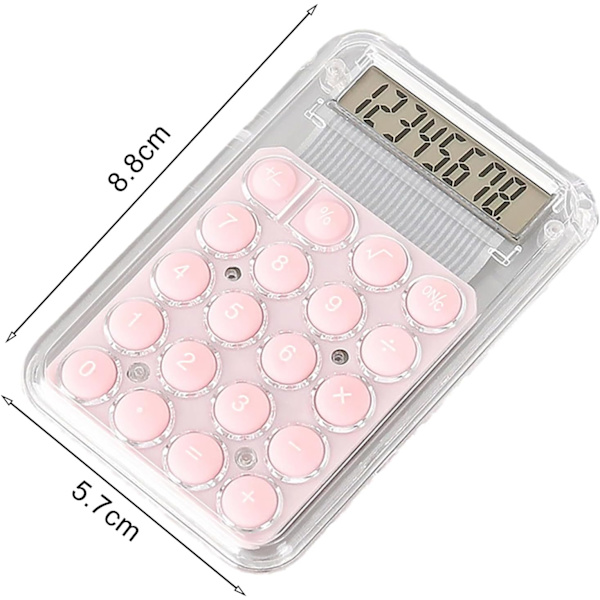 Mini bærbar lommeregner 8-cifret stort LCD-display store knapper nem at trykke på batteridrevet rejsevenlig lommeregner (Pink) pink