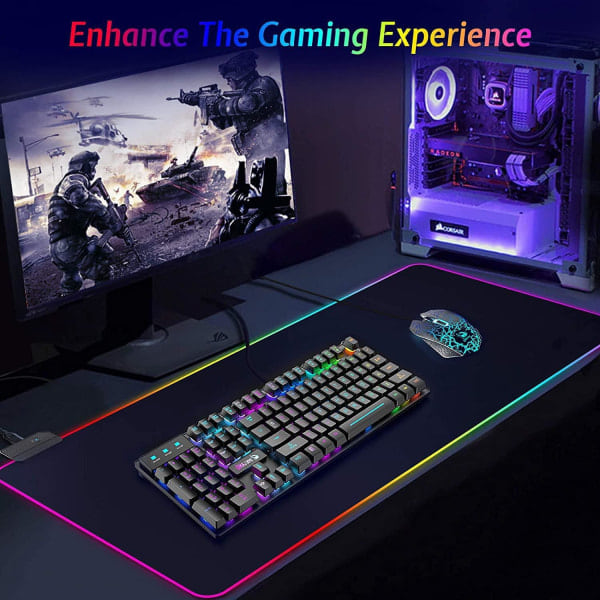 GMS-X5 RGB Gaming Mouse Pad med LED-lys i 7 farver Sort
