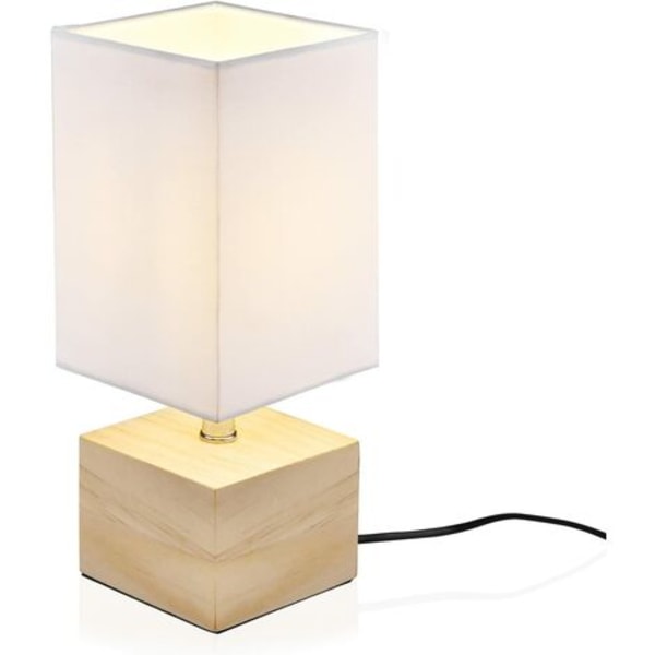 Moderne dekorativ nattbordslampe, [E14-pære inkludert] Bordlampe med estetisk atmosfære Leseøyepleie Tre Natur Bedro