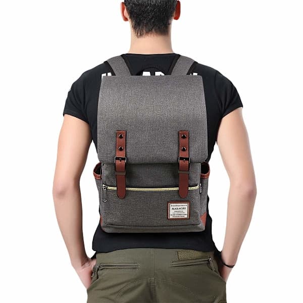 Unisex Canvas Rygsæk Laptop Rygsæk Skoletaske Tilbage til Skole grå grey