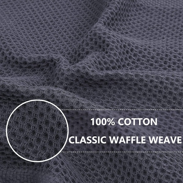 Køkkenhåndklæder i 100 % bomuld, superblødt absorberende hurtigtørrende, 12x12 tommer, 6 stk., mørkegrå