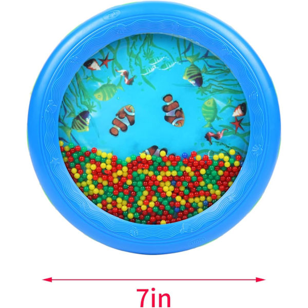 Havstrumma våg pärltrumma mild havsljud musik gåva musikaliskt pedagogiskt havsljud trumverktyg för barn (blå)