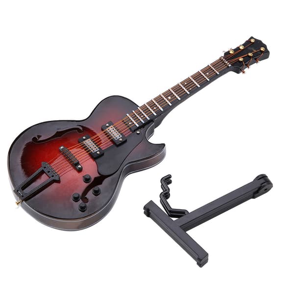 5,5 tums klassisk miniatyrgitarrreplika med ställ och fodral, instrumentprydnad, julklapp