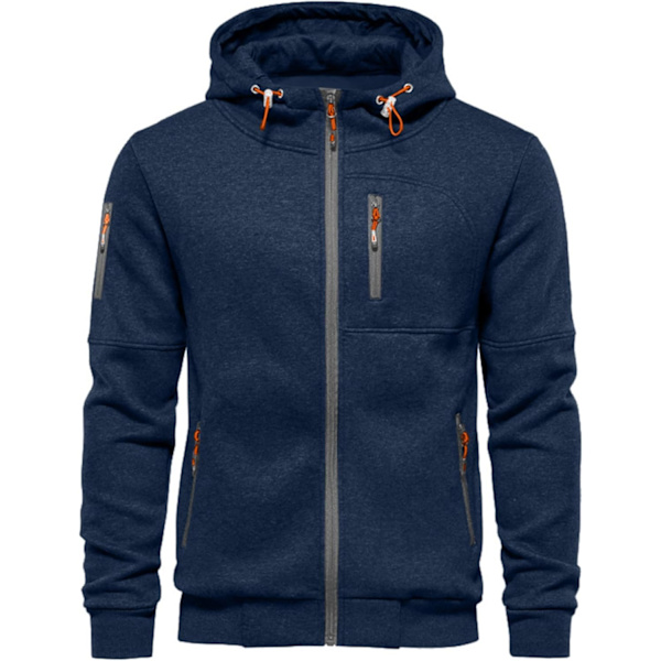 Herre hettegenser Sweatshirt glidelås opp lette jakker New Navy M