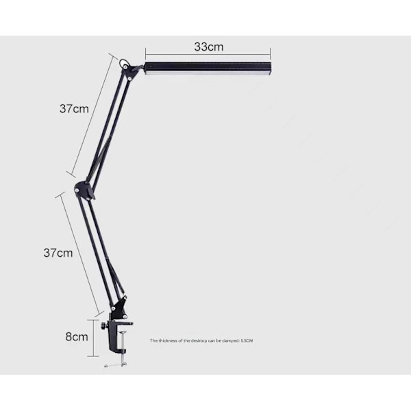 LED-bordlampe med klips, sammenleggbar, øyevern, studentbolig, kreativ nattbordlampe, USB-bordlampe - universell skrivebordslampe med lang arm, 12V klipslampe white