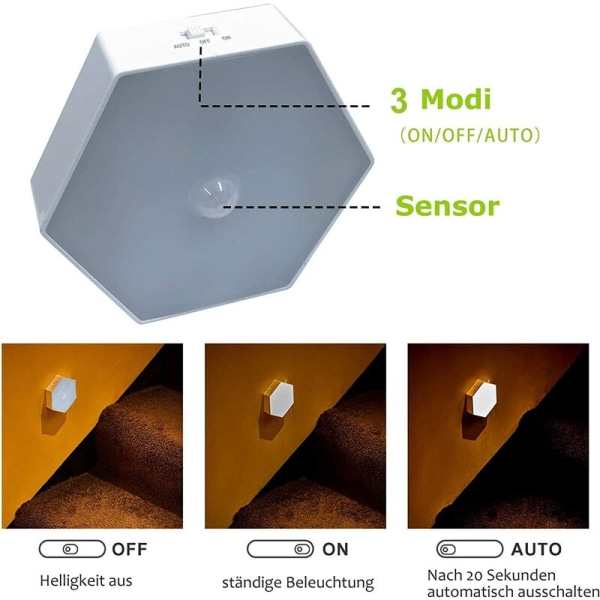 Kuuden pisteen tähden älykäs induktiolampun lataus sängyn ääressä vaatekaappi makuuhuone USB luovaus (lämmin valo 2W 3 kpl) vit