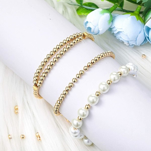 3000 st 4 mm släta runda pärlor små distanspärlor runda kulor sömlösa släta lösa pärlor för armband halsband smycken DIY-hantverk (guld