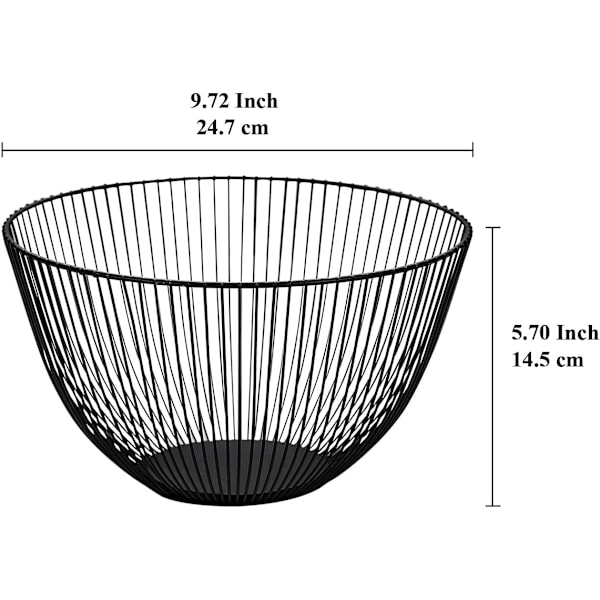 Fruktkurv, fruktskål, trådkurv for frukt til kjøkken, fruktskål for kjøkkenbenk, frukt, grønnsaker, brød round