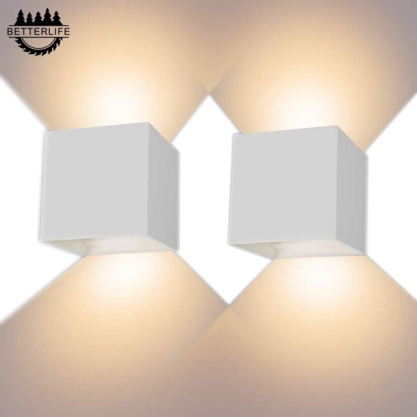 Udendørs LED vandtæt væglampe front baggrund væglampe øvre og nedre belysning (2PCSBD80 hvid 12W (vandtæt justerbar)) vit