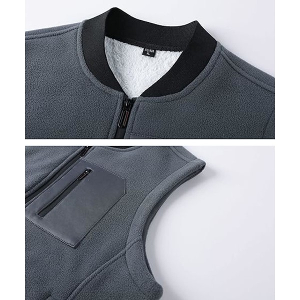Grå vinterfleece cargo coat fritidsvest /XL gray XL