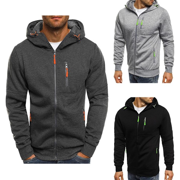 Herrar Hoodies Sweatshirt Zip Up Lätta Jackor Navy L