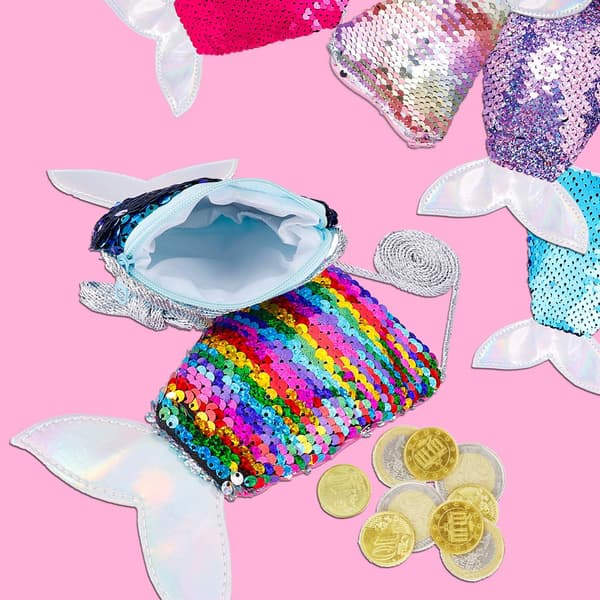 6 stk. Sequin Pung Havfruehale Børnepung Mini Messenger Taske