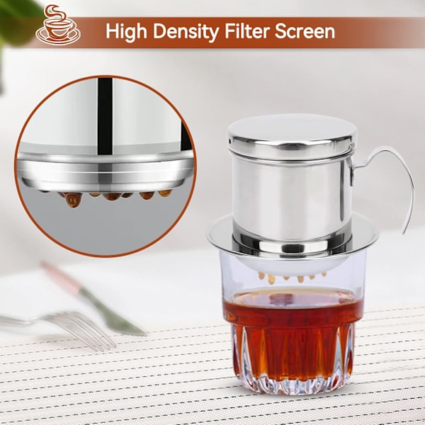 Vietnamesiskt kaffefilter, rostfritt stål kaffefilter, vietnamesisk kaffebryggare, enkel dropp kaffebryggare hem kaffefilter