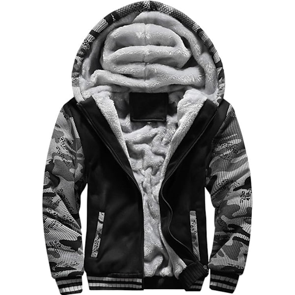 Herre Genser Termisk Sherpa Foret Jakker Vinter Trening Fleece Hoodie Full Zip Ull Varm Tykk Frakker Yttertøy 63Black M